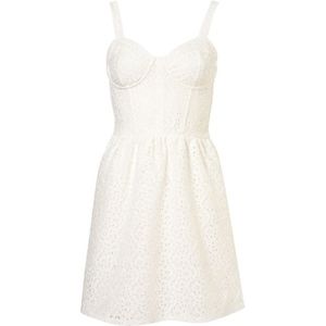 Topshop White Lace Corset Flippy Tunic Dress